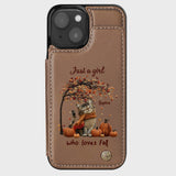 Just a Girl Who Loves Fall - Personalized Cat Wallet Phone Case
