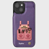 Dog Groomer Gift With Grooming Tools And Paw Prints - Personalized Dog Groomer Wallet Phone Case