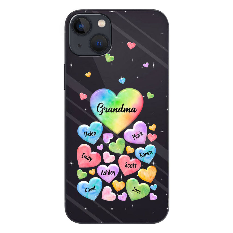 Colorful Heart Of Grandma Mother - Gift for grandma, grandma, mom - Personalized Clear Phone Case