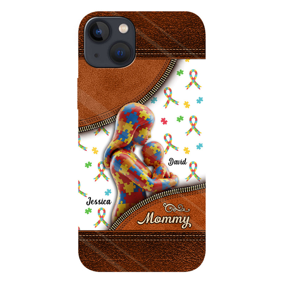 L'amour d'une mère - Coque de téléphone personnalisée avec impression intégrale pour la sensibilisation à l'autisme