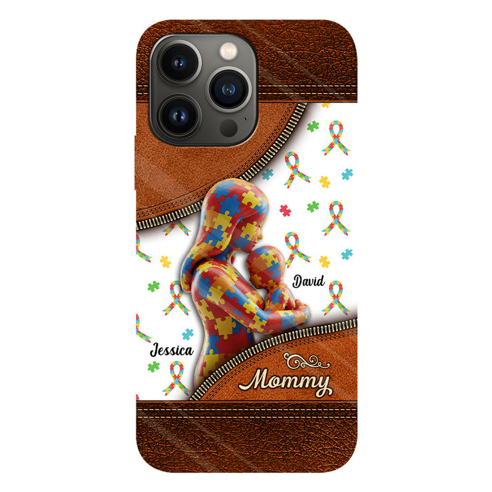 L'amour d'une mère - Coque de téléphone personnalisée avec impression intégrale pour la sensibilisation à l'autisme