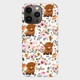 Floral Highland Cow - Personalized Highland Cow Full Print Phone Case