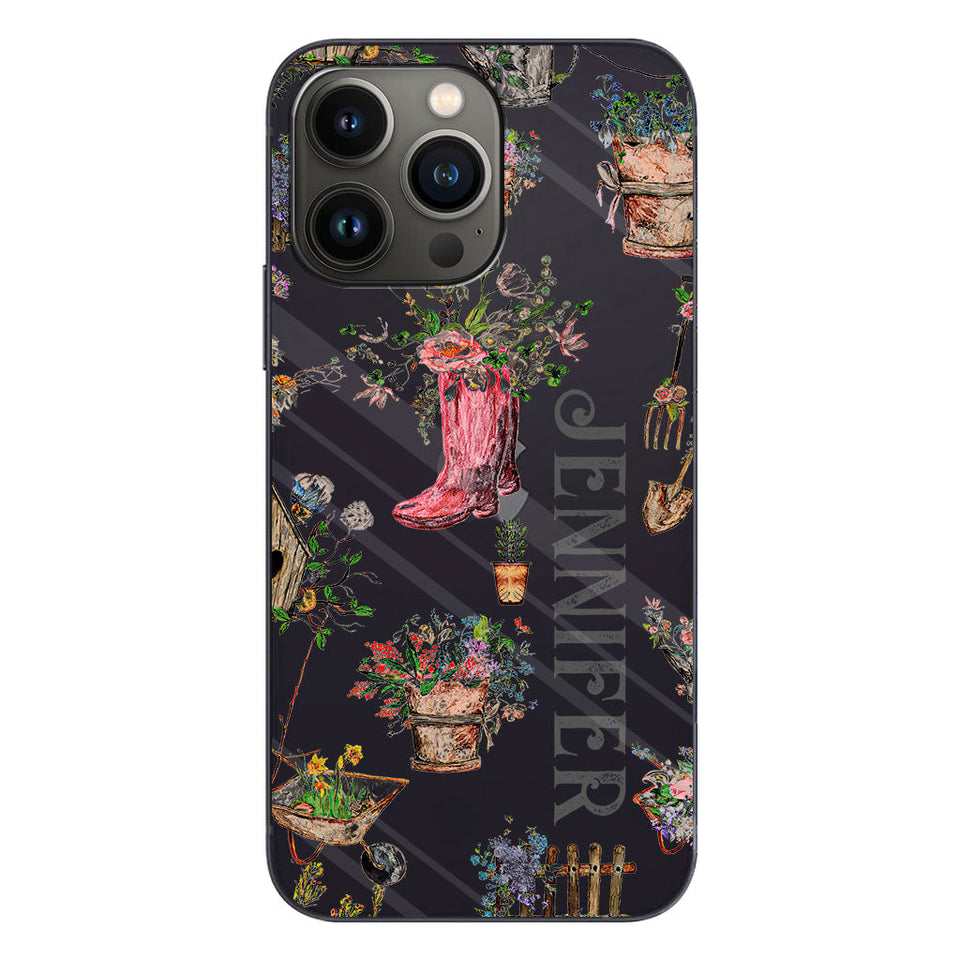 Lovely Gardening Items - Personalized Gardening Clear Phone Case
