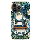 Blue Sewing Machine - Personalized Sewing Full Print Phone Case