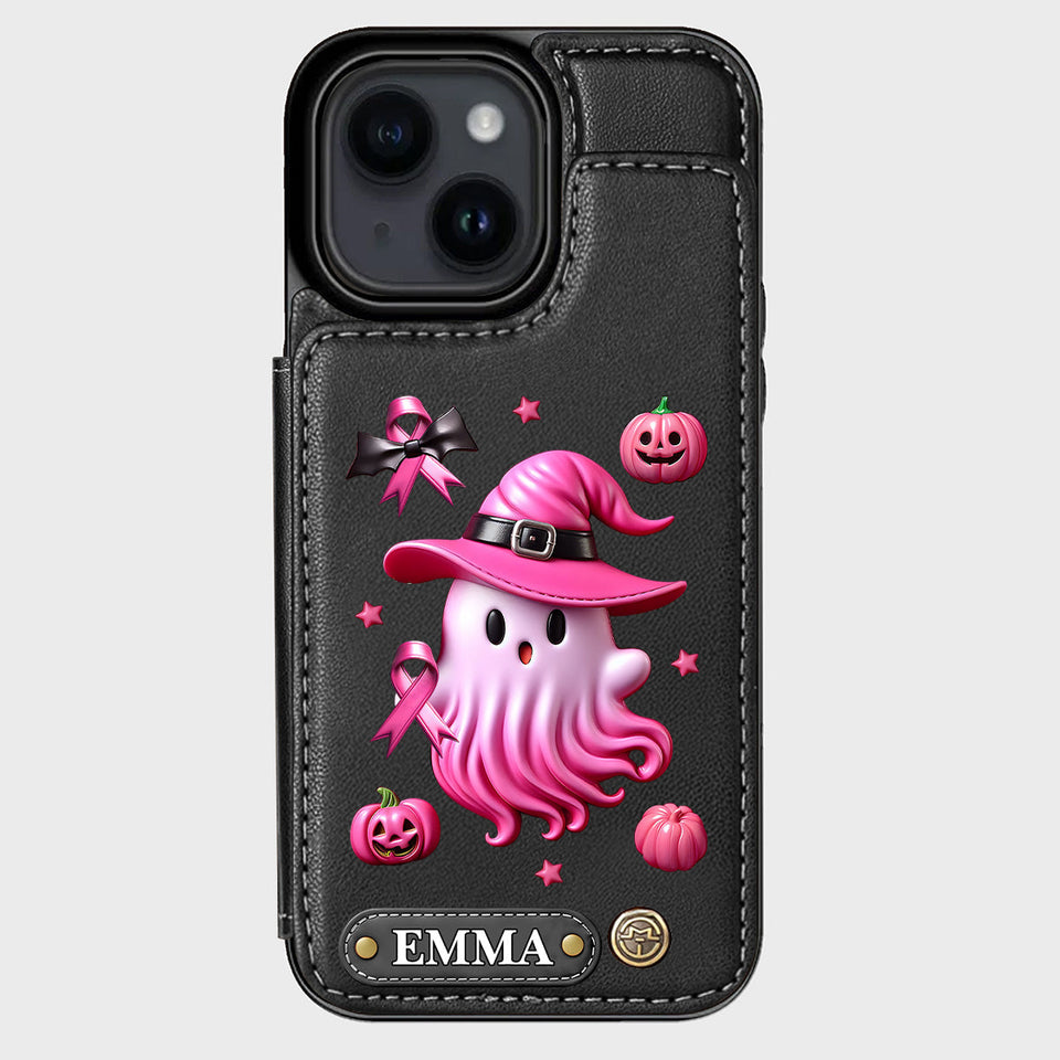Pink Ghost - Personalized Breast Cancer Awareness Wallet Phone Case
