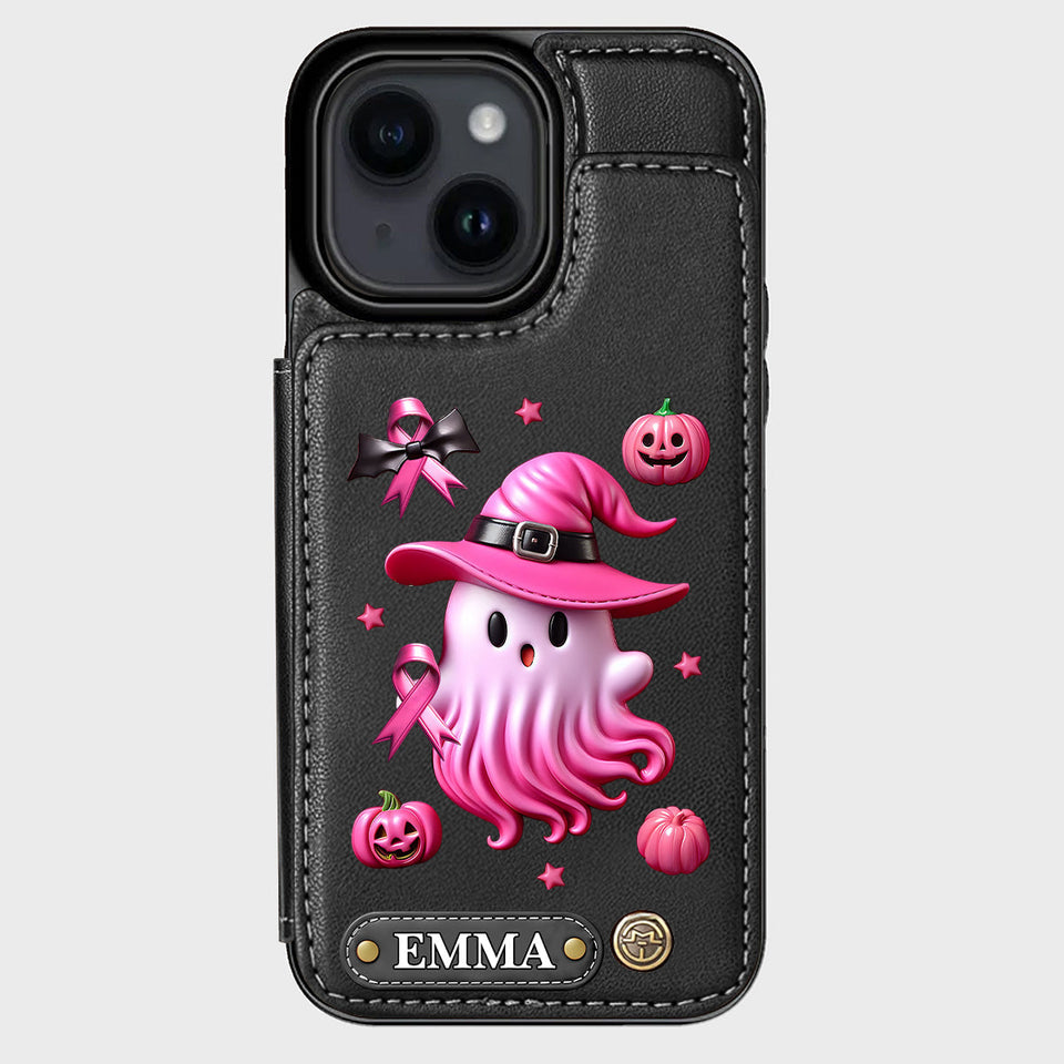 Pink Ghost - Personalized Breast Cancer Awareness Wallet Phone Case