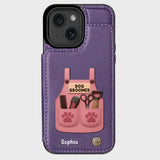 Dog Groomer Gift With Grooming Tools And Paw Prints - Personalized Dog Groomer Wallet Phone Case