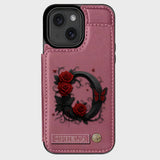 Alphabet Red Rose And Butterflies - Personalized Luxury Wallet Phone Case