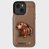 Cute Dachshund - Personalized Dog Wallet Phone Case
