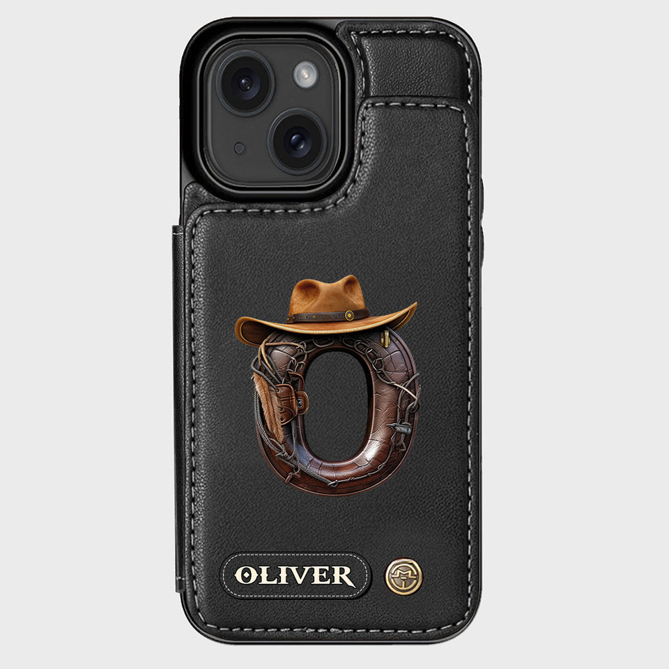 Western Style Name Initial Letter - Personalized Cowboy/Cowgirl Wallet Phone Case