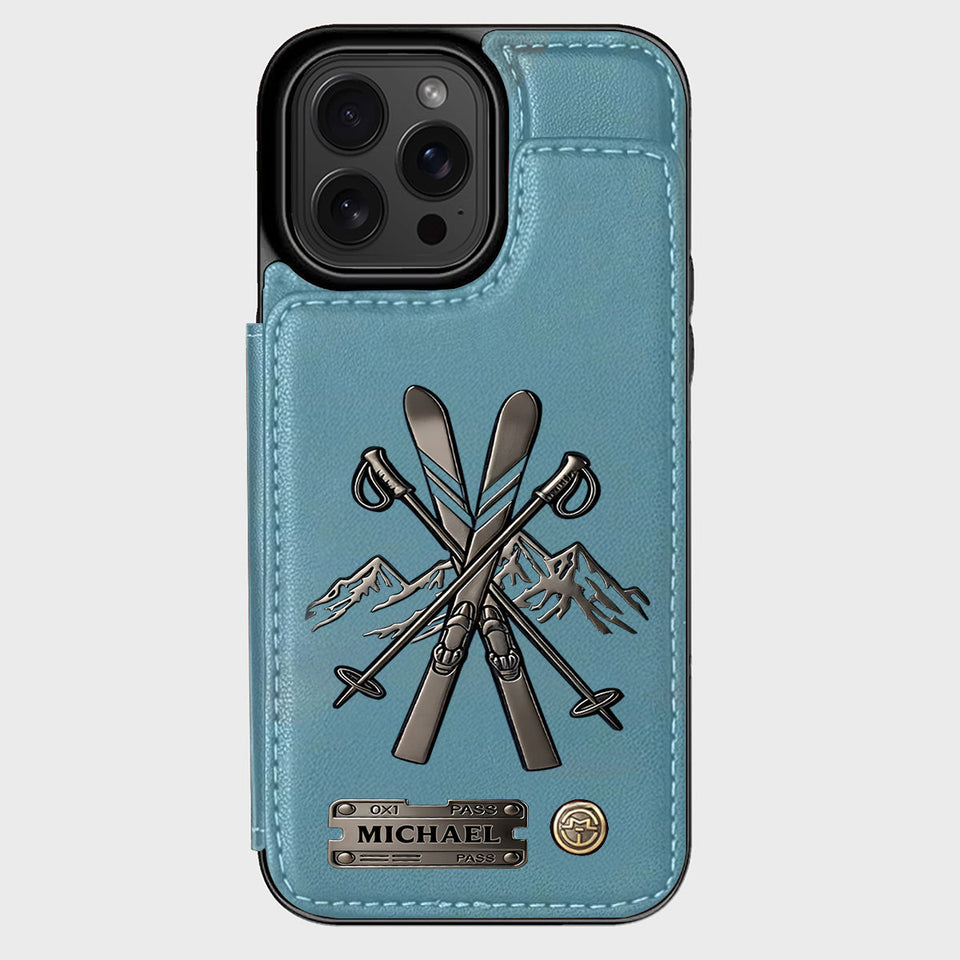 Love Skiing - Personalized Skiing Wallet Phone Case