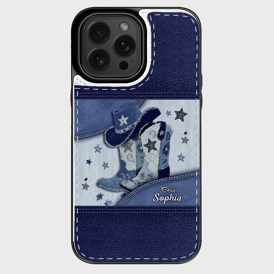 Cowgirl Boots - Personalized Cowgirl Foldable Wallet Phone Case