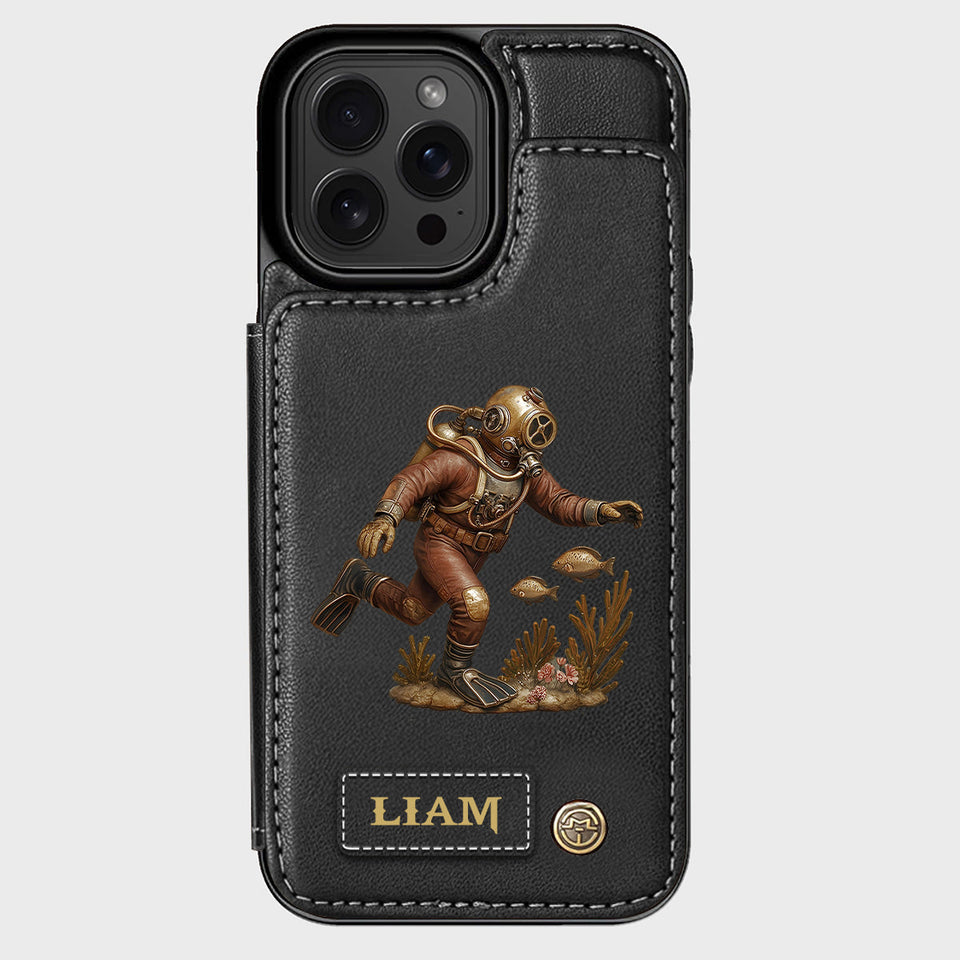 Scuba Diving Lovers Gift - Personalized Scuba Diving Wallet Phone Case