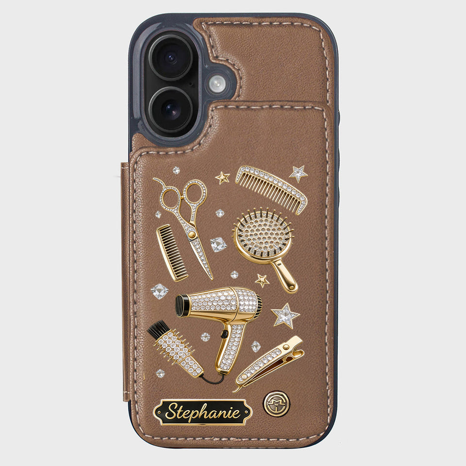 Hairdresser Scissors Salon Decor - Personalized Hairdresser Wallet Phone Case