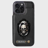 Gothic Floral Skull - Personalized Skull Wallet Phone Case