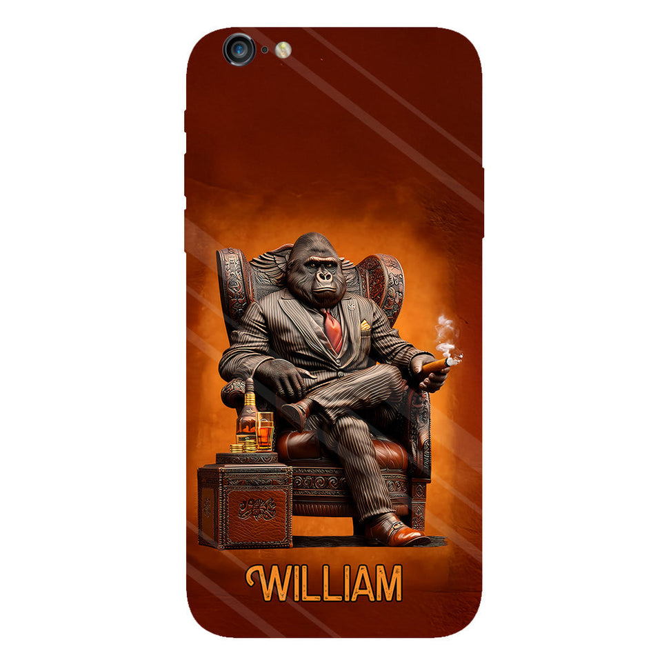 Whiskey & Cigar Gorilla - Personalized Whisky Full Print Phone Case