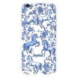 Horse Blue & White Toile de Jouy - Personalized Horse Full Print Phone Case