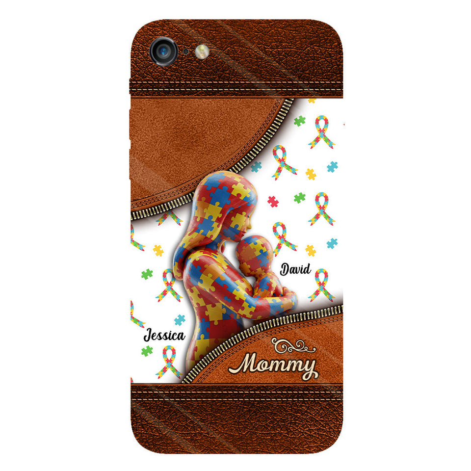 L'amour d'une mère - Coque de téléphone personnalisée avec impression intégrale pour la sensibilisation à l'autisme
