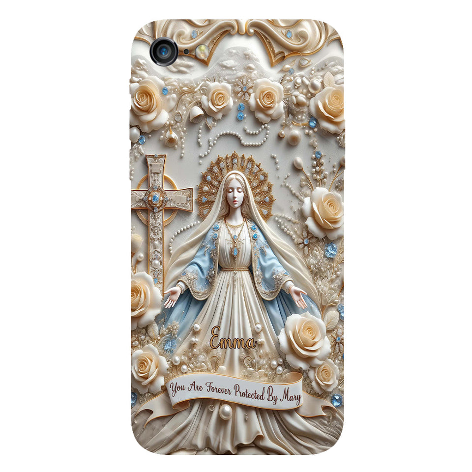 Tu es protégé(e) à jamais par Marie - Coque de téléphone personnalisée avec texte chrétien intégral
