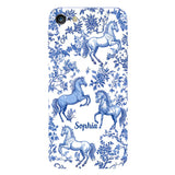 Horse Blue & White Toile de Jouy - Personalized Horse Full Print Phone Case