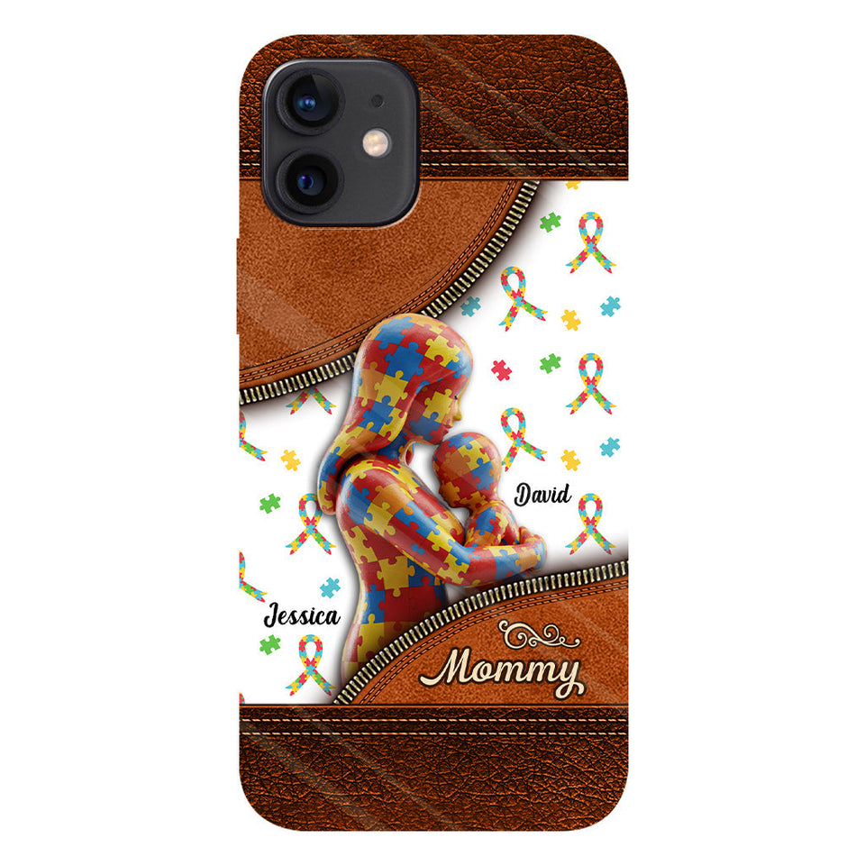 L'amour d'une mère - Coque de téléphone personnalisée avec impression intégrale pour la sensibilisation à l'autisme