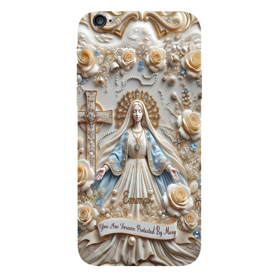 Tu es protégé(e) à jamais par Marie - Coque de téléphone personnalisée avec texte chrétien intégral