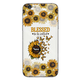 Beautiful Sunflower Blessed To Be Called - Gift for grandma, mom - Personalized Clear Phone Case