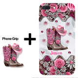 Cowgirl Boots - Personalized Cowgirl Full Print Phone Case & Phone Grip