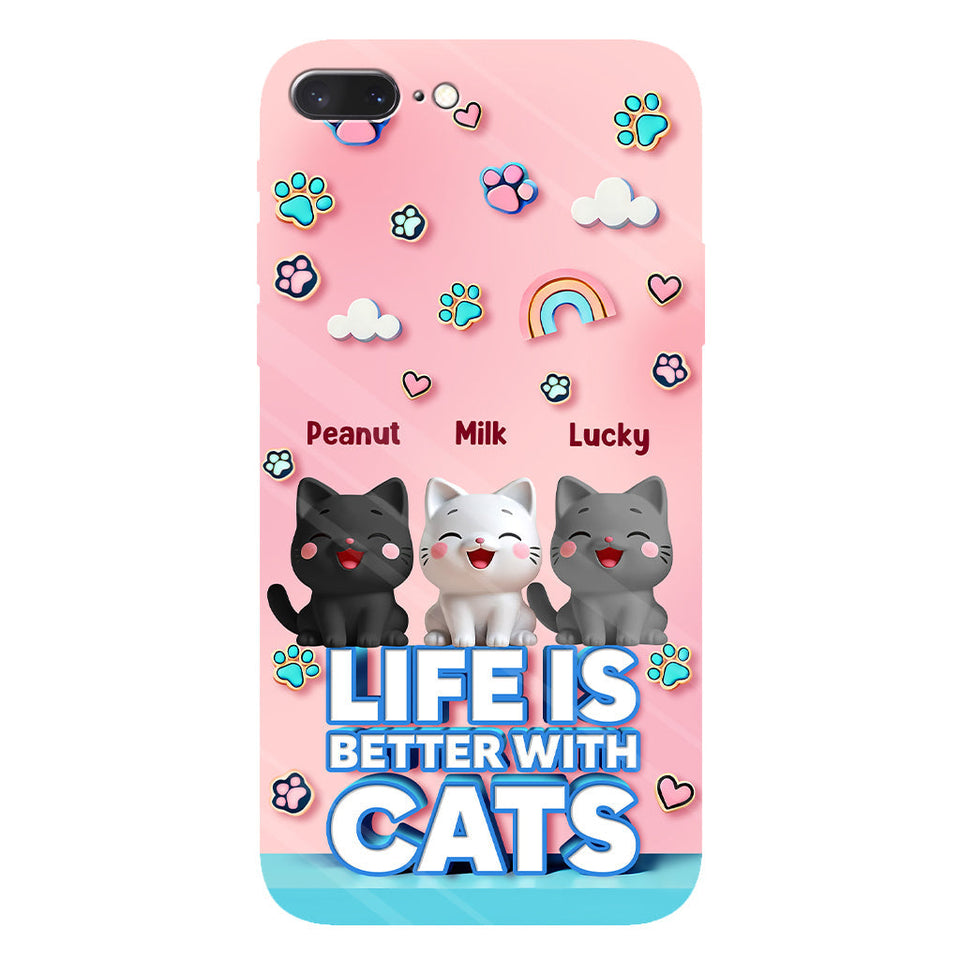 Life Is Better With A Cat - Personalized Cat Full Print Phone Case