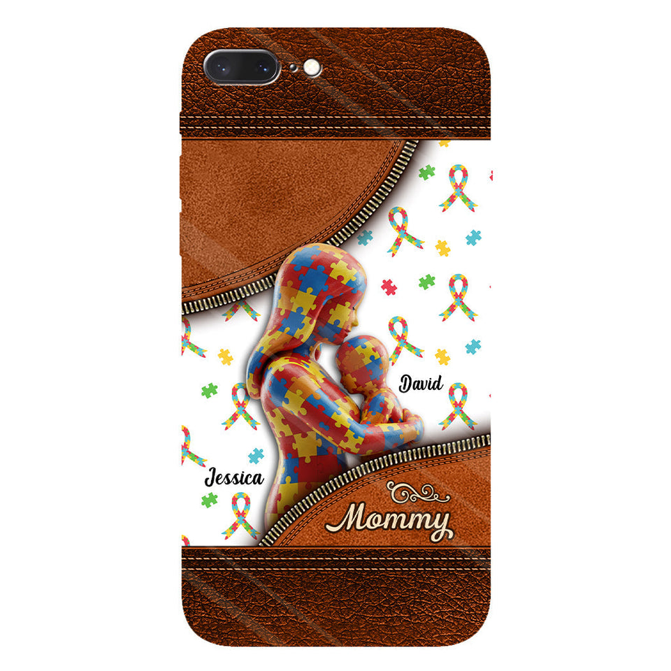 L'amour d'une mère - Coque de téléphone personnalisée avec impression intégrale pour la sensibilisation à l'autisme