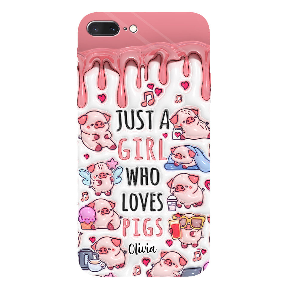 Just A Girl Who Loves Pigs - Personalized Pig Lover Full Print Phone Case