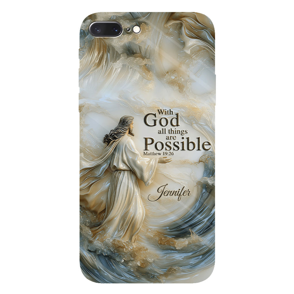 Avec Dieu - Coque de téléphone personnalisée avec impression chrétienne intégrale