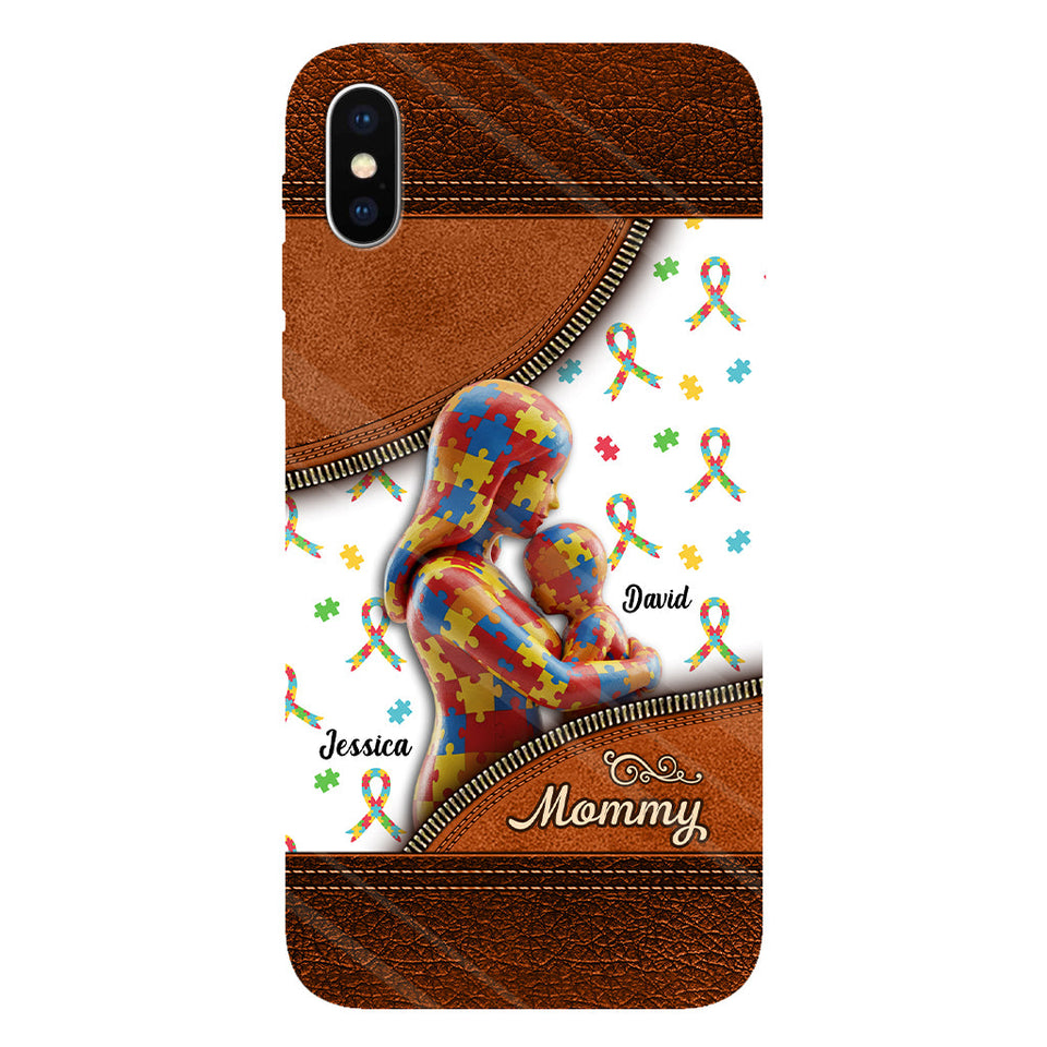 L'amour d'une mère - Coque de téléphone personnalisée avec impression intégrale pour la sensibilisation à l'autisme