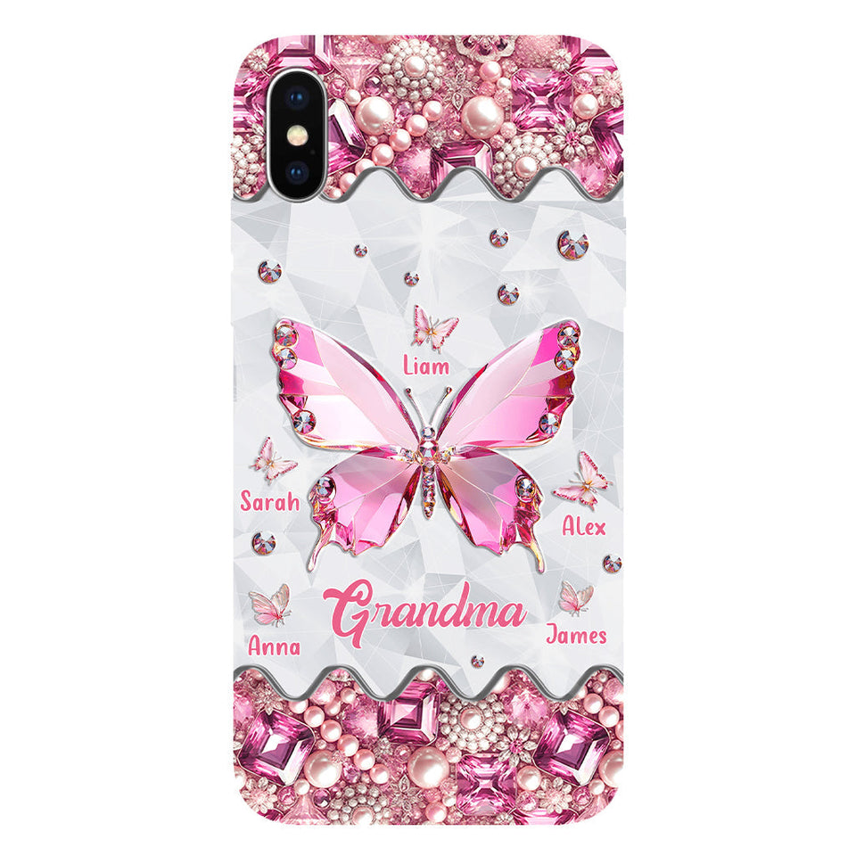 Grandma's Butterflies - Personalized Grandma Full Print Phone Case