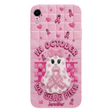 Coque de téléphone personnalisée avec un adorable fantôme et un message de sensibilisation au cancer du sein - Coque de téléphone imprimée intégralement pour la sensibilisation au cancer du sein