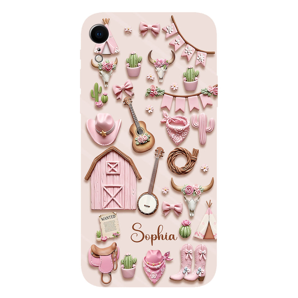 Pink Cowgirl - Personalized Cowgirl Full Print Phone Case