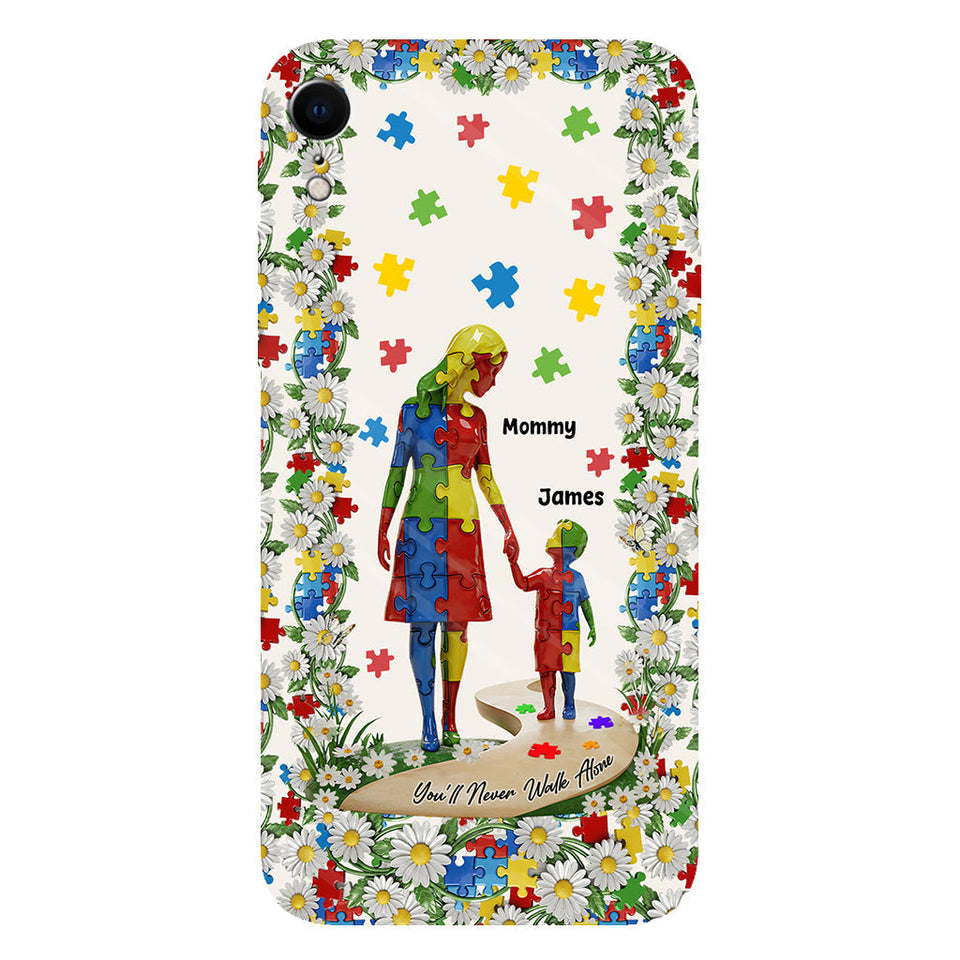 Tu ne marcheras jamais seul - Coque de téléphone personnalisée avec impression intégrale pour la sensibilisation à l'autisme
