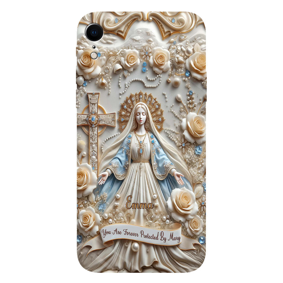 Tu es protégé(e) à jamais par Marie - Coque de téléphone personnalisée avec texte chrétien intégral