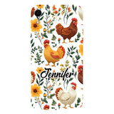 Cute Floral Chickens - Personalized Chicken Full Print Phone Case