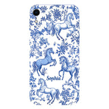 Horse Blue & White Toile de Jouy - Personalized Horse Full Print Phone Case