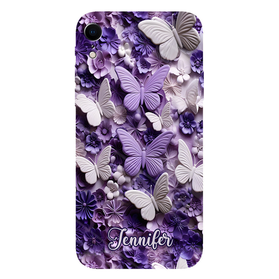 Purple Butterflies - Personalized Butterfly Full Print Phone Case