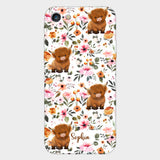 Floral Highland Cow - Personalized Highland Cow Full Print Phone Case