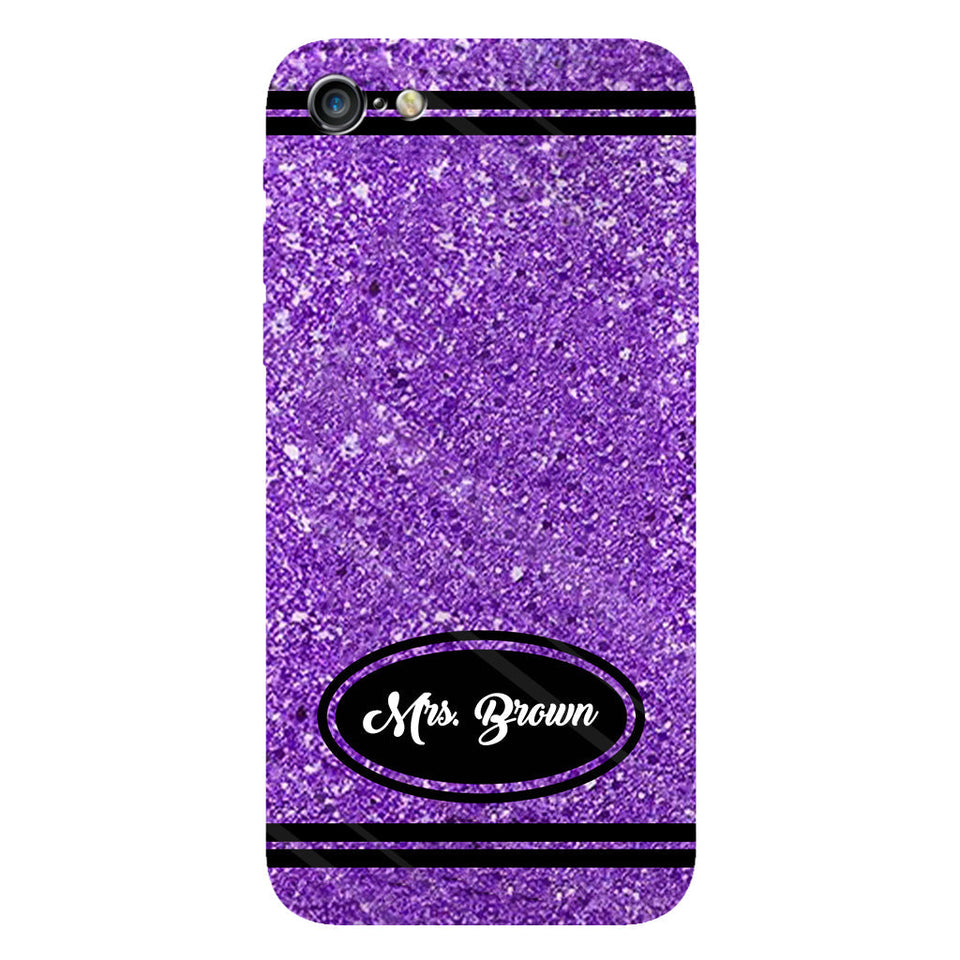 Artificial Glitter Crayon Design - Personalized Teacher Full Print Phone Case & Phone Grip