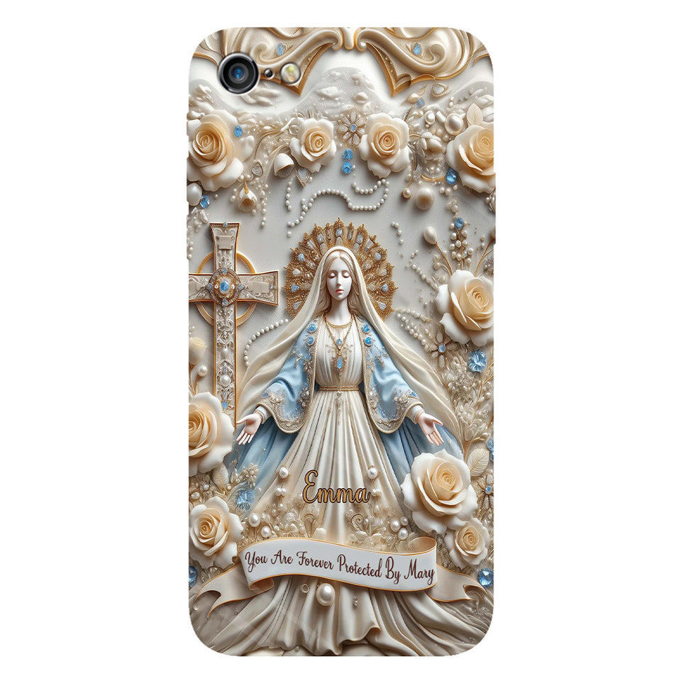 Tu es protégé(e) à jamais par Marie - Coque de téléphone personnalisée avec texte chrétien intégral