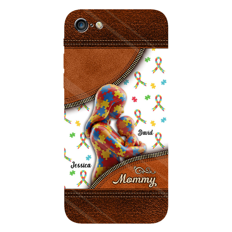 L'amour d'une mère - Coque de téléphone personnalisée avec impression intégrale pour la sensibilisation à l'autisme