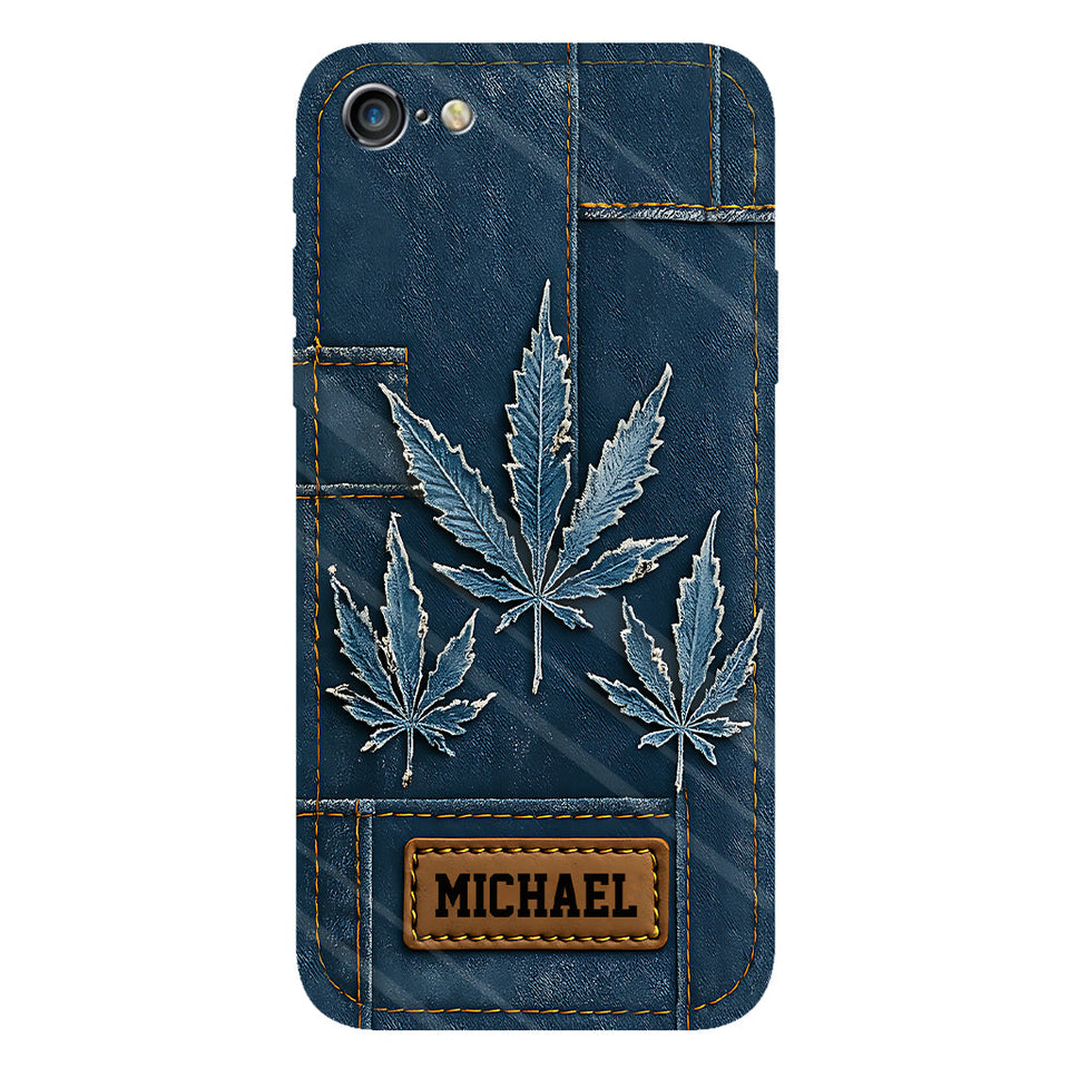 Distressed Denim Marijuanas - Personalized Weed Full Print Phone Case