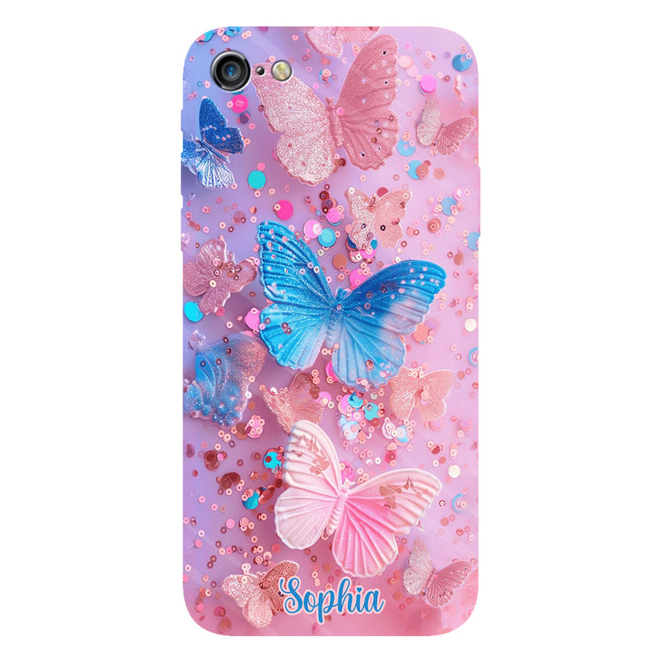 Sparkle Butterflies - Personalized Butterfly Full Print Phone Case