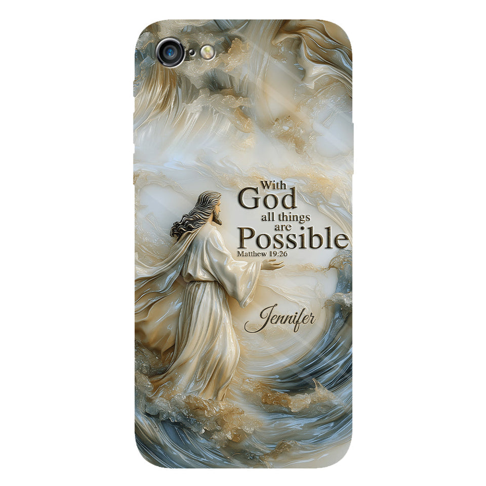 Avec Dieu - Coque de téléphone personnalisée avec impression chrétienne intégrale