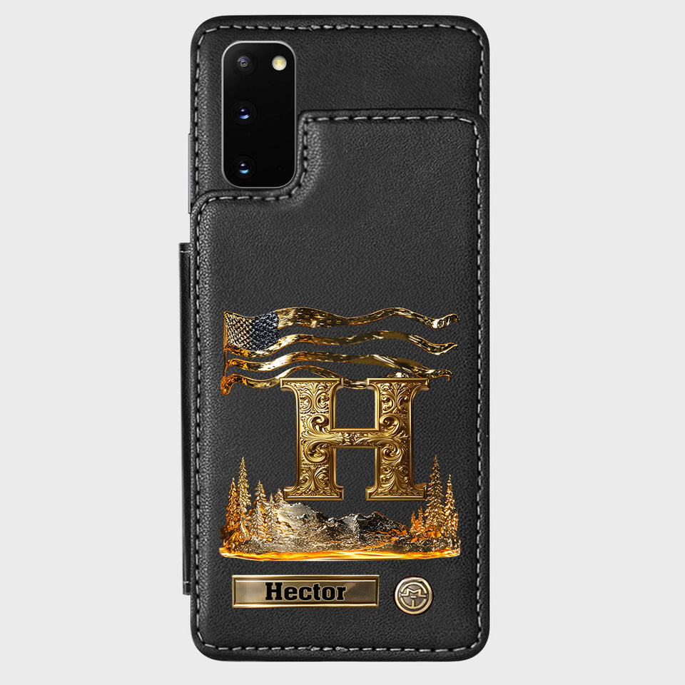 Name Initial Alphabet - Personalized Luxury Wallet Phone Case