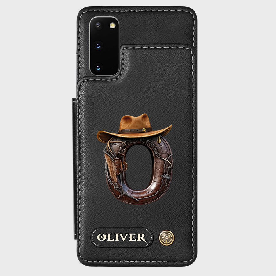 Western Style Name Initial Letter - Personalized Cowboy/Cowgirl Wallet Phone Case